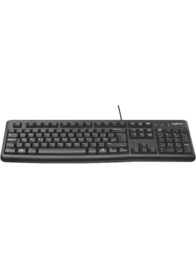 Logitech K120 Wired Keyboard For Windows, USB Plug and Play, Full Size, Spill Resistant, Curved Space bar PC / Laptop, English Layout Black - Image 1