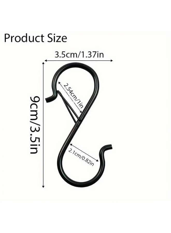 18 Pcs Black Heavy Duty Metal S Hooks With Locking Latch Multipurpose Hanging Hooks - Image 4