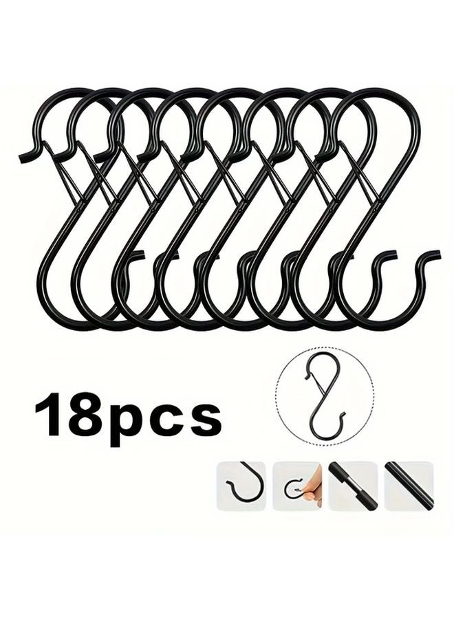 18 Pcs Black Heavy Duty Metal S Hooks With Locking Latch Multipurpose Hanging Hooks - Image 1