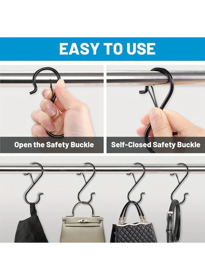 18 Pcs Black Heavy Duty Metal S Hooks With Locking Latch Multipurpose Hanging Hooks - Image 5