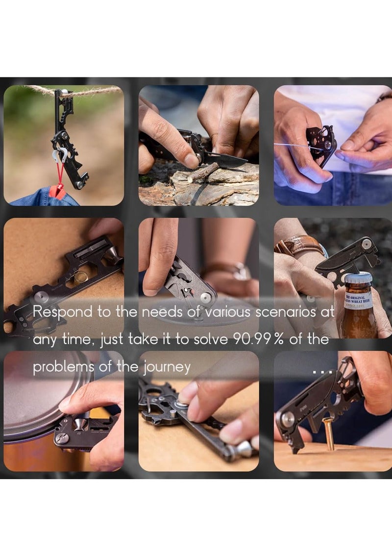 SOLARAE 28 in 1 EDC Multi-function Tool, Keychain portable Metal Pocket Tool for men, Wrench for Screwdriver, with Wrench, Ruler, Bottle Opene,Urgent Car Window Breaker - Image 2