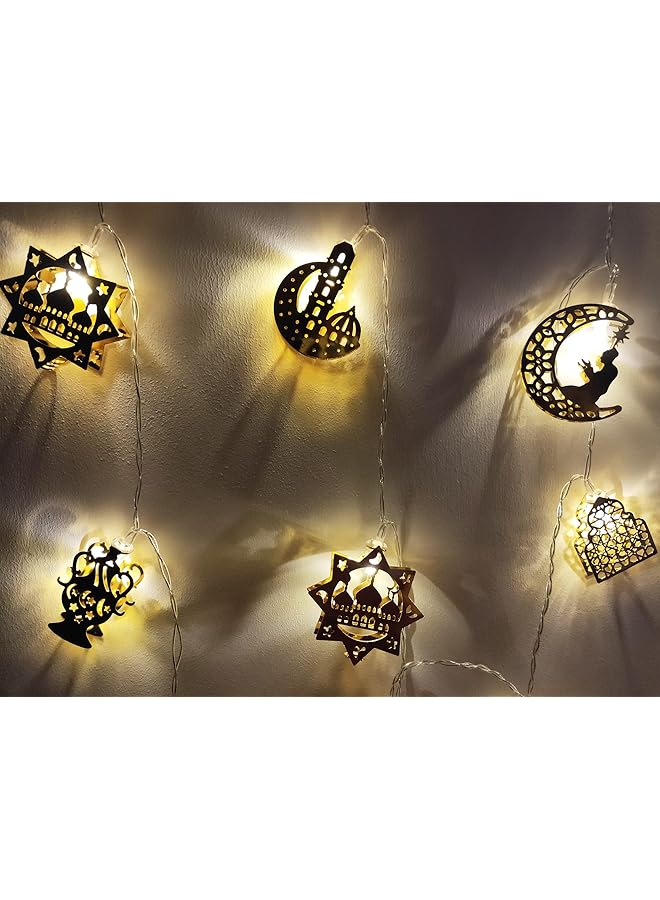 erorex Eid Ramadan Fairy String Lights 10 Feet 20 Leds Gold Eid Ramadan Decorations Islamic Eid Festival Fairy Lights Moon Castle Lantern Muslim Ramadan Kareem Indoor Outdoor Party Decor Supplies - Image 5