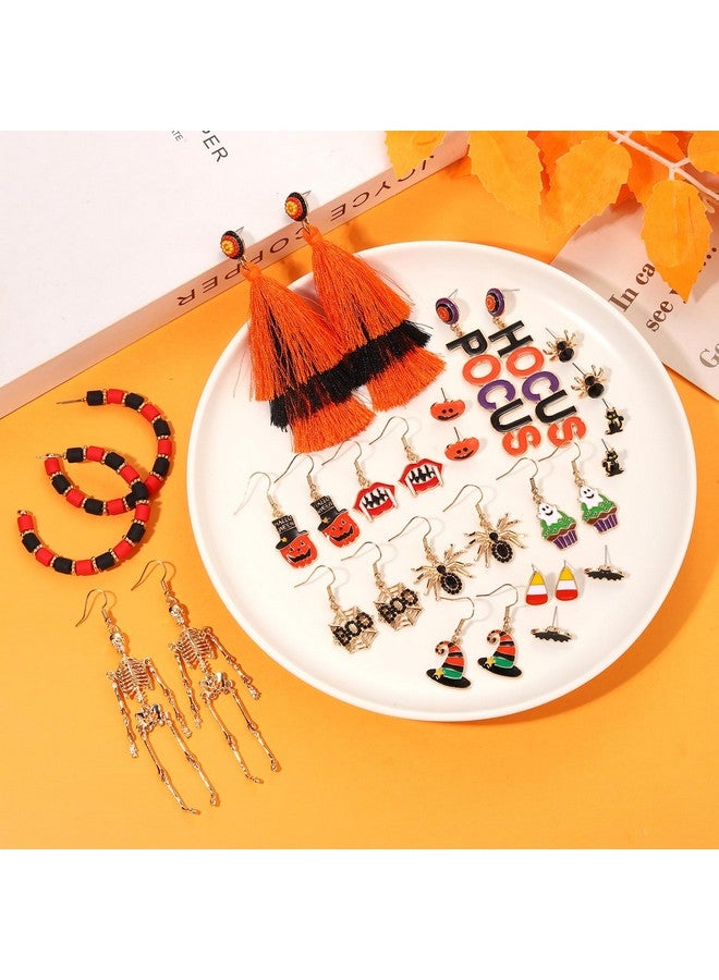 PHALIN Halloween Earrings Set, Spider Web Pumpkin Ghost Bat Drop Earring Studs For Women Halloween Jewelry Set For Party (Style J) - Image 3