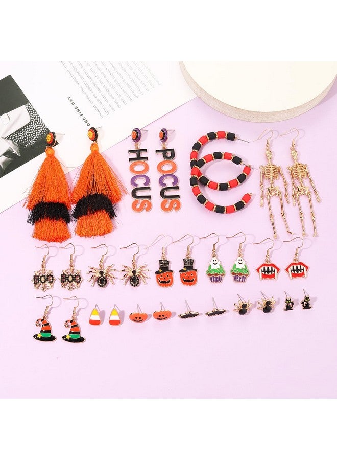 PHALIN Halloween Earrings Set, Spider Web Pumpkin Ghost Bat Drop Earring Studs For Women Halloween Jewelry Set For Party (Style J) - Image 4