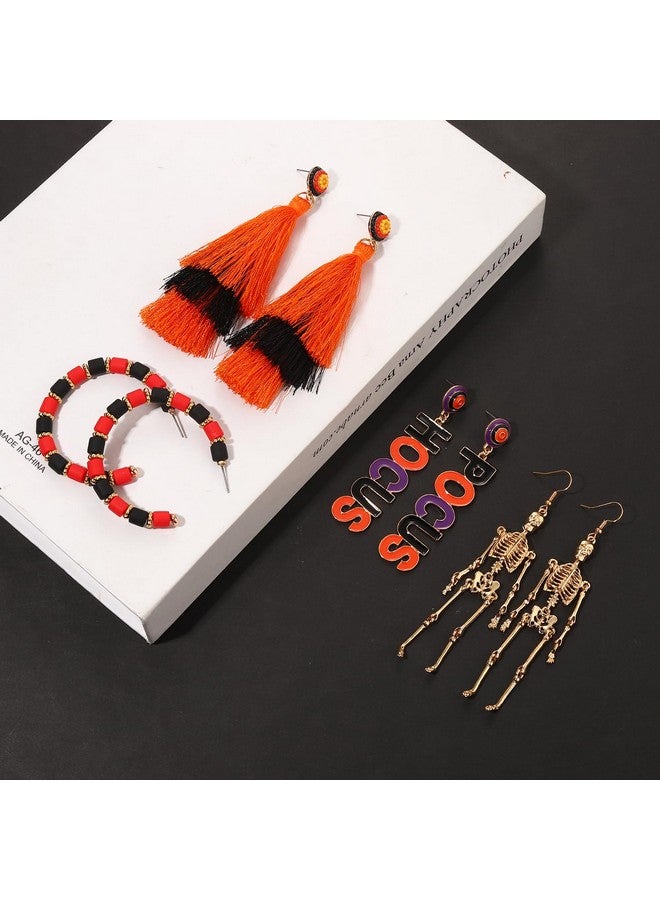 PHALIN Halloween Earrings Set, Spider Web Pumpkin Ghost Bat Drop Earring Studs For Women Halloween Jewelry Set For Party (Style J) - Image 5