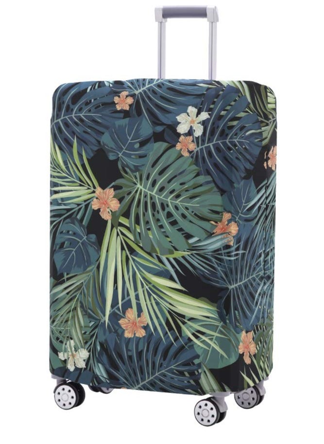 SYOSI - Travel Luggage Cover, Washable Travel Gear Cover Baggage Suitcase Protector, Fit for 22-24 Inch luggage Suitcase Spandex Protective Cover(Leaves-Green, M) - Image 1