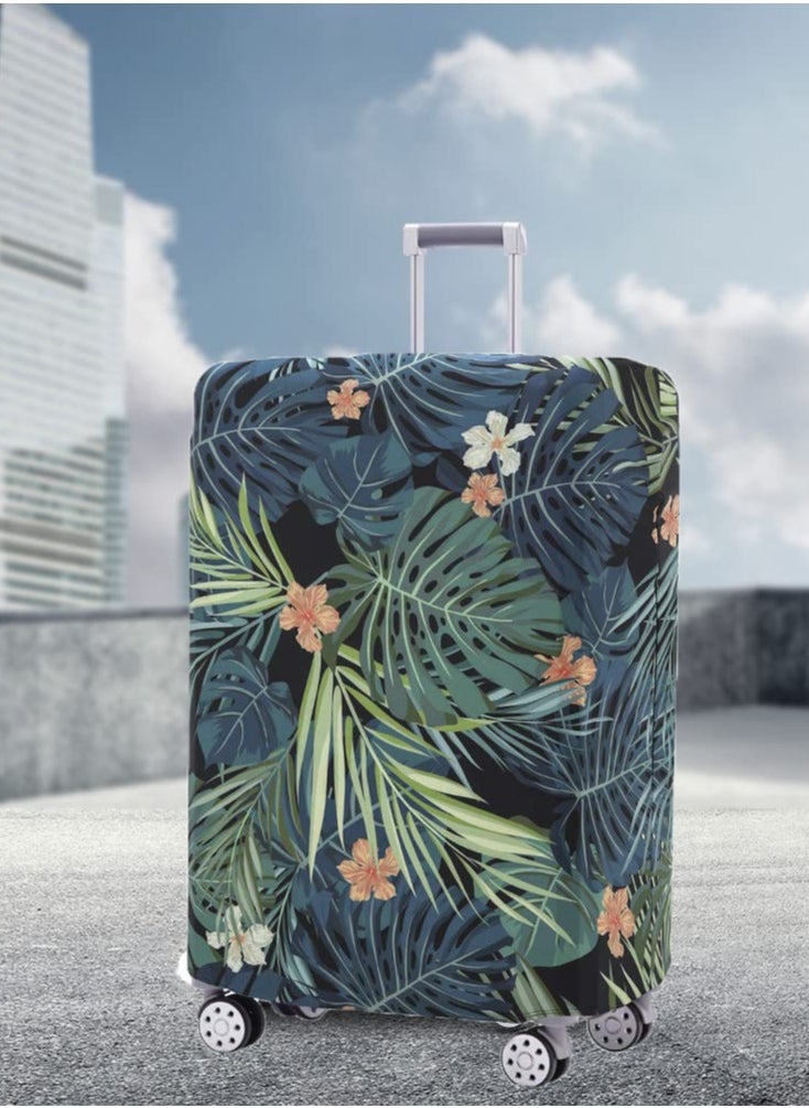 SYOSI - Travel Luggage Cover, Washable Travel Gear Cover Baggage Suitcase Protector, Fit for 22-24 Inch luggage Suitcase Spandex Protective Cover(Leaves-Green, M) - Image 1