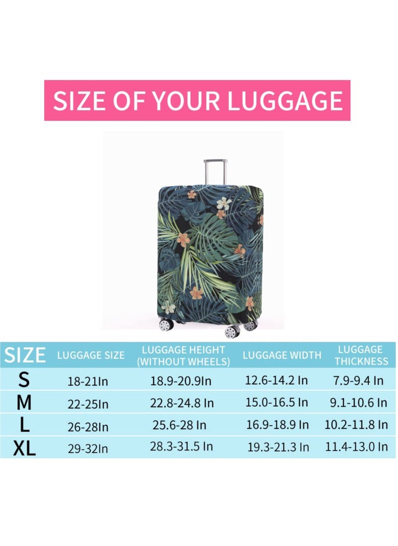 SYOSI - Travel Luggage Cover, Washable Travel Gear Cover Baggage Suitcase Protector, Fit for 22-24 Inch luggage Suitcase Spandex Protective Cover(Leaves-Green, M) - Image 1