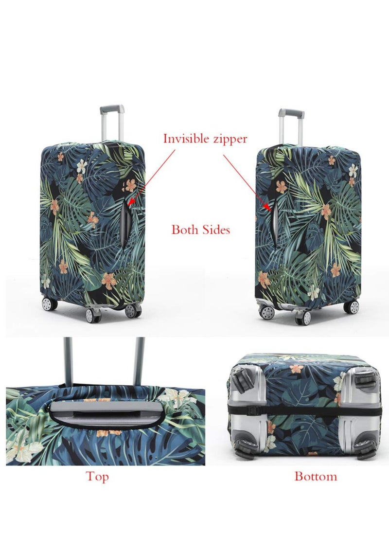 SYOSI - Travel Luggage Cover, Washable Travel Gear Cover Baggage Suitcase Protector, Fit for 22-24 Inch luggage Suitcase Spandex Protective Cover(Leaves-Green, M) - Image 1