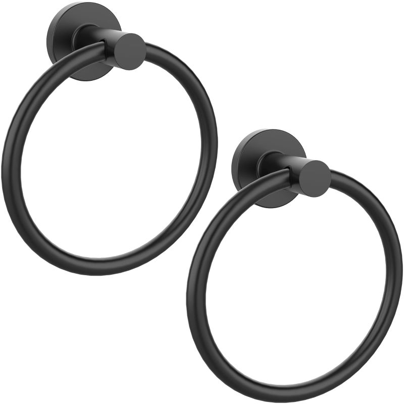 Z-TIISON Matte Black Towel Ring 2Pack, SUS304 Stainless Steel Hand Towel Holder for Bathroom Kitchen, Modern Style Towel Hanger, Thicken Ring Towel Holder, Towel Rack Round Wall Mounted (2, Black) - Image 1