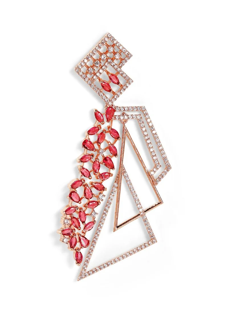 Priyaasi Rose American Diamond Stone Studded Contemporary Drop Earrings