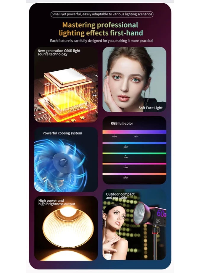 Mamen SL-C60R ( 60W ) RGB Video COB Fill Light - Image 5