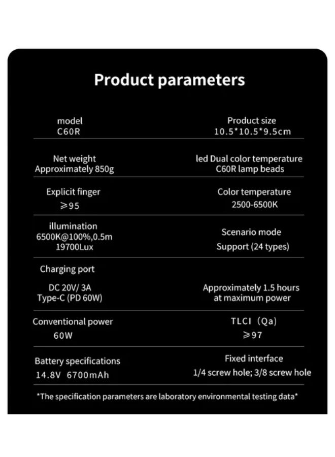 Mamen SL-C60R ( 60W ) RGB Video COB Fill Light - Image 3