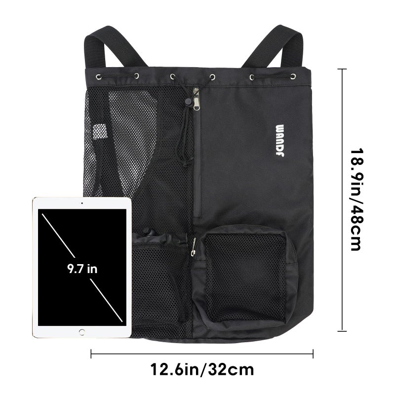WANDF Swim Bag Mesh Drawstring Backpack with Wet Pocket Beach Backpack for Swimming, Gym, and Workout Gear (Black) - Image 5