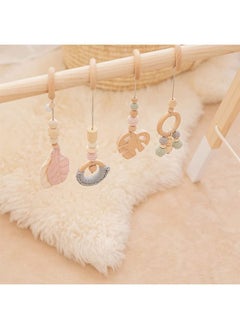 Beauenty Wooden Baby Gym with 4 Hanging Toys Foldable Baby Play Gym Frame Activity Gym Hanging Bar Newborn Gift Baby Girl and Boy Gym，Baby Toys for Perfect 0-1.5 Years Baby Shower  - Image 2