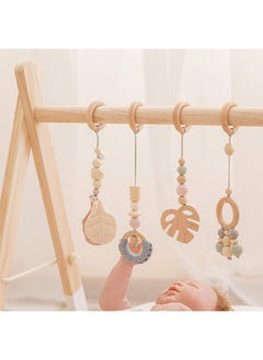 Beauenty Wooden Baby Gym with 4 Hanging Toys Foldable Baby Play Gym Frame Activity Gym Hanging Bar Newborn Gift Baby Girl and Boy Gym，Baby Toys for Perfect 0-1.5 Years Baby Shower  - Image 4