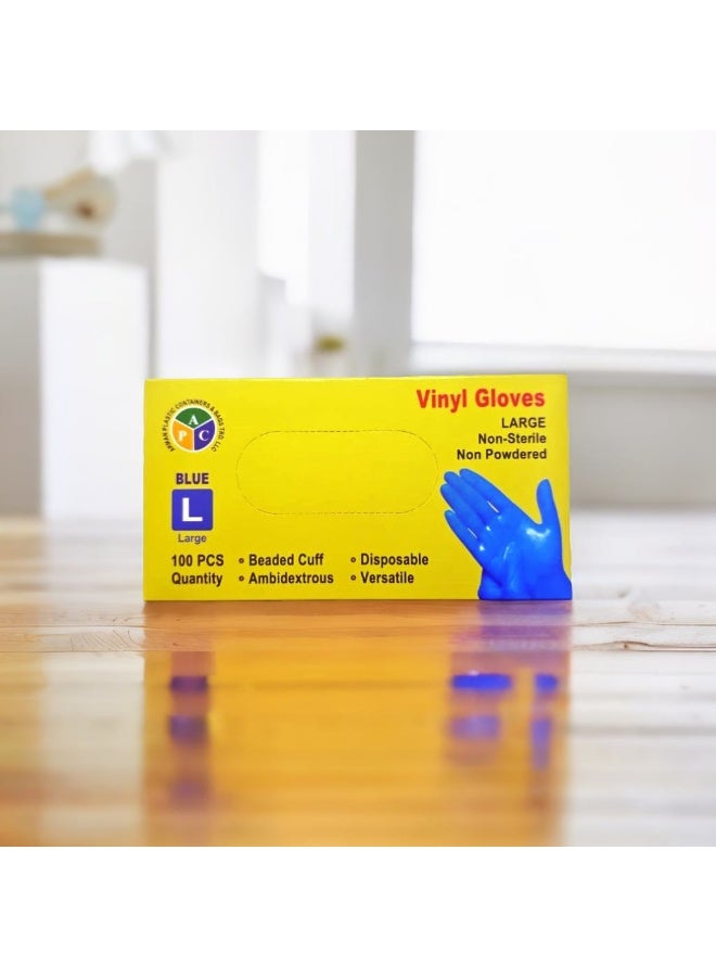 Disposable Vinyl Gloves Blue Powder Free 10 X 100 PIECES - Image 3