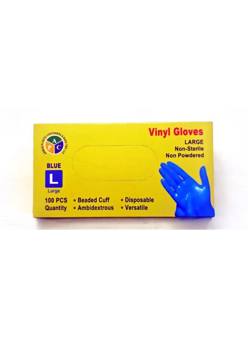 Disposable Vinyl Gloves Blue Powder Free 10 X 100 PIECES - Image 1
