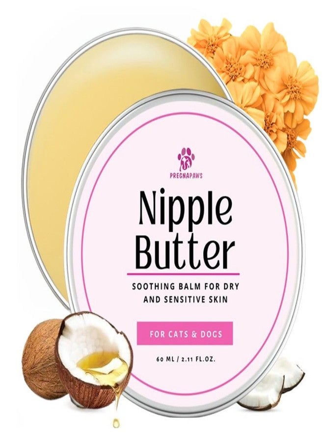 بلسم بريجنابوز لتهدئة حلمات الكلاب والقطط المرضعة - آمن على اللعق، خالٍ من اللانولين، زبدة حلمات طبيعية بالكامل - يلطف البشرة المتشققة والجافة - زيت جوز الهند، زبدة الشيا، فيتامين هـ، 2.11 أونصة - Image 1