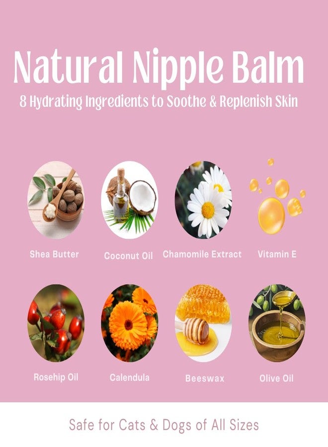 بلسم بريجنابوز لتهدئة حلمات الكلاب والقطط المرضعة - آمن على اللعق، خالٍ من اللانولين، زبدة حلمات طبيعية بالكامل - يلطف البشرة المتشققة والجافة - زيت جوز الهند، زبدة الشيا، فيتامين هـ، 2.11 أونصة - Image 3