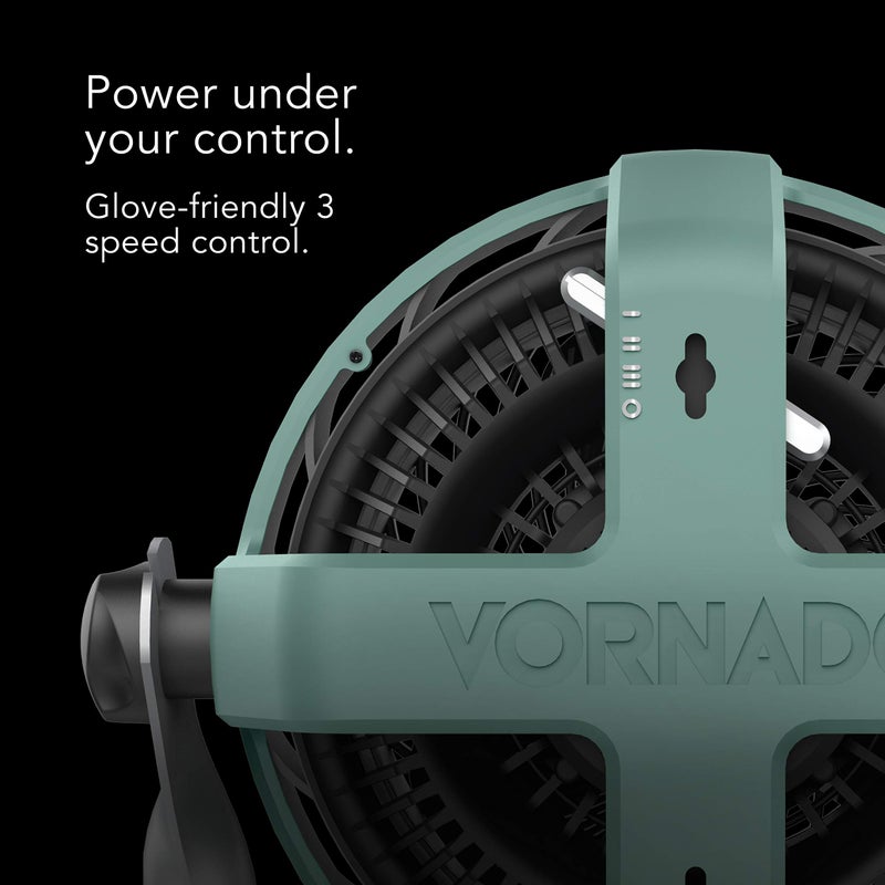 Vornado EXO51 Small Heavy Duty Air Circulator, 3-Speed High Velocity Shop Fan, Dustproof and Water-Resistant, Powerful Motor, Industrial High Impact Case, Whole Room Air Circulator, Green - Image 5