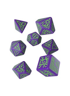 Q WORKSHOP Q-Workshop Pathfinder Rpg Goblin Purple & Green Ornamented Dice Set 7 Polyhedral Pieces (QWOPAT76)  - Image 1