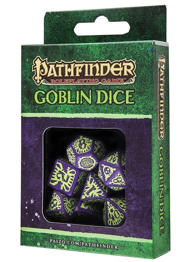 Q WORKSHOP - Q-Workshop Pathfinder Rpg Goblin Purple & Green Ornamented Dice Set 7 Polyhedral Pieces (QWOPAT76) - Image 1