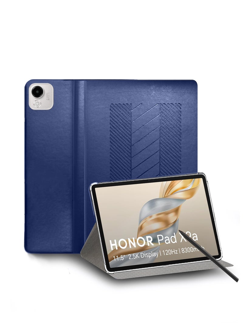 BYTER Honor Pad X9a (11.5 inch) 4G 2025 Classic PU Leather Trifold Stand Flip Case Cover (TCFPSR) - Navy Blue - Image 1