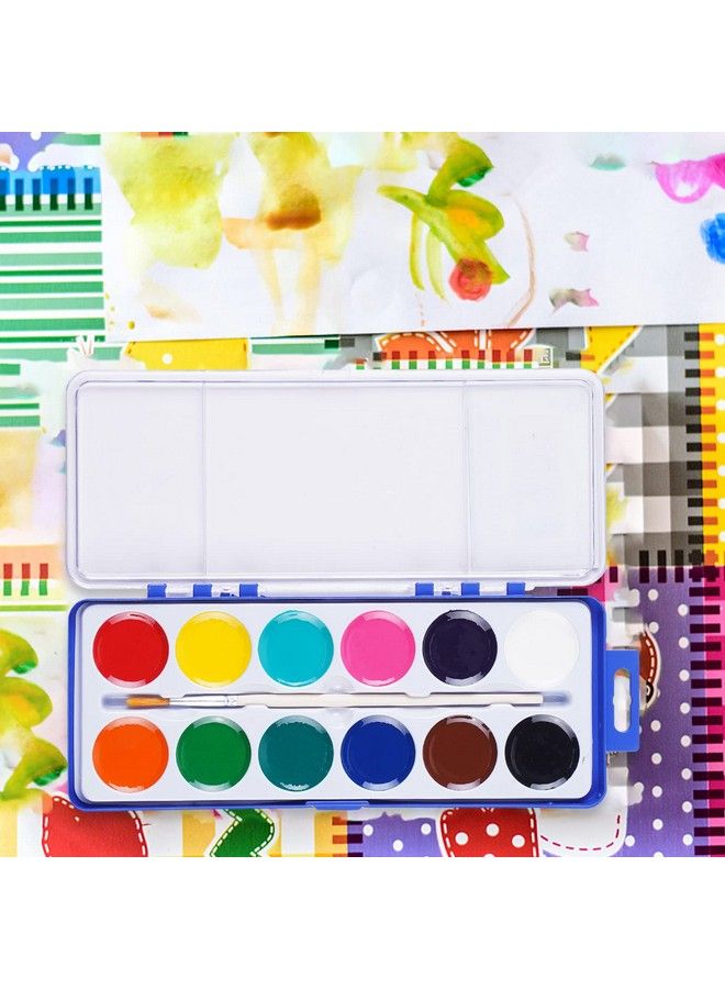 Keebor Basic 12 Color Watercolor Paint Set For Kids With 24 Wood Brushes Water Color Paints For Party Favors Craft Art Supplies - Image 5