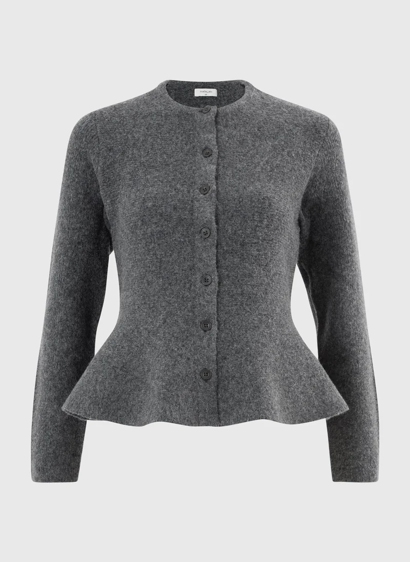 ماتلان Charcoal Grey Peplum Cardigan