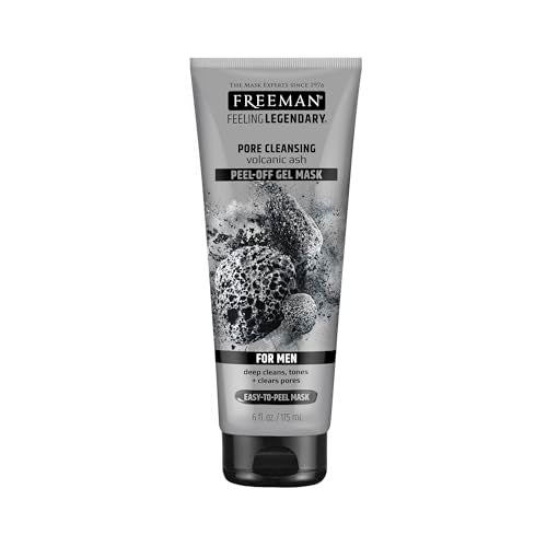 FREEMAN Pore Clearing Volcanic Ash PeelOff Gel Facial Mask Deep Cleansing Removes Dirt From Pores Not OverDrying Easytouse For Men 6 floz175 mL Tube