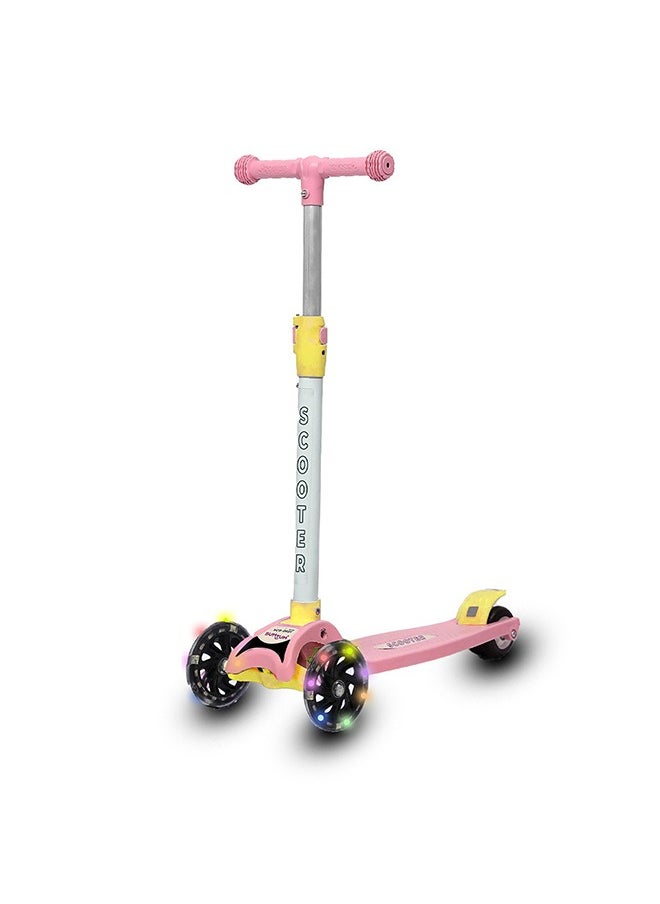 BUMTUM Speedy Kick Scooter for Kids 32 Inch with LED Wheel Lights, Height Adjustable Handlebar & Foldable Design & Rear Brakes for Kids of Age 3+ Years (Pink) - pzsku/Z84098899FCC12BE51192Z/45/_/1739262293/73899e48-9dad-49dc-aafe-70d916b64cf1