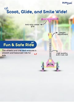 Bumtum Smart Kick Scooter For Kids 30 Inch 3 Adjustable Height Scooter Foldable And Attractive PVC Wheels With Rare Brakes for Boys And Girls Age 5 Years  - Image 5