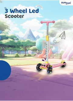 Bumtum Smart Kick Scooter For Kids 30 Inch 3 Adjustable Height Scooter Foldable And Attractive PVC Wheels With Rare Brakes for Boys And Girls Age 5 Years  - Image 4