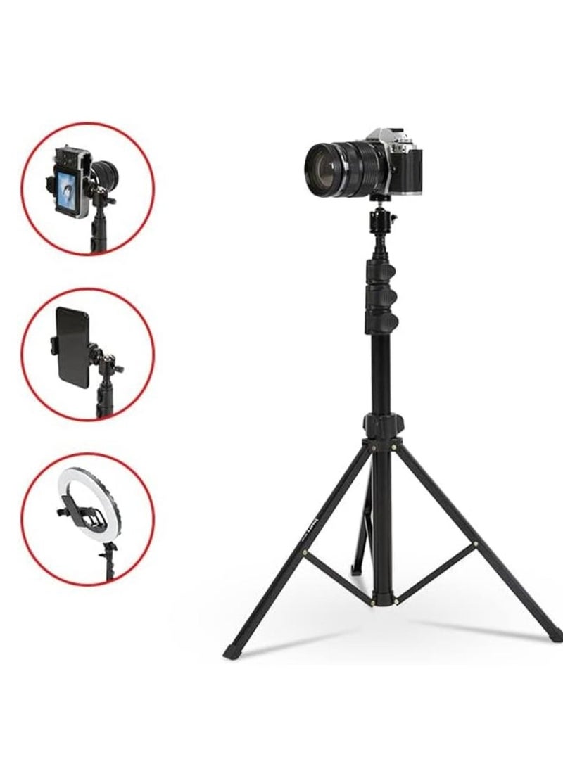 Jmary MT39 61inch Aluminum Extendable Cell Phone Tripod Stand with Selfie Stick Tripod and Phone Clip - Image 1