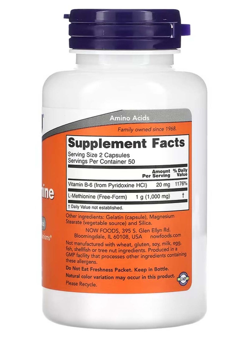 now L-Methionine, 100 Veg Capsules - Image 2