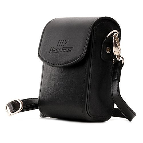 MegaGear Panasonic Lumix DC-ZS200, TZ200, Leica C-Lux Leather Camera Case with Strap - Black - Image 1