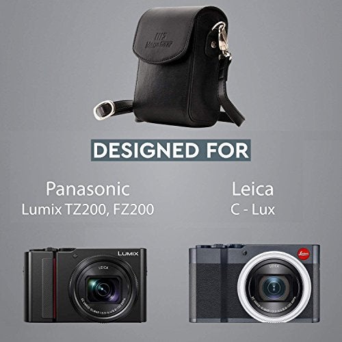 MegaGear Panasonic Lumix DC-ZS200, TZ200, Leica C-Lux Leather Camera Case with Strap - Black - Image 5