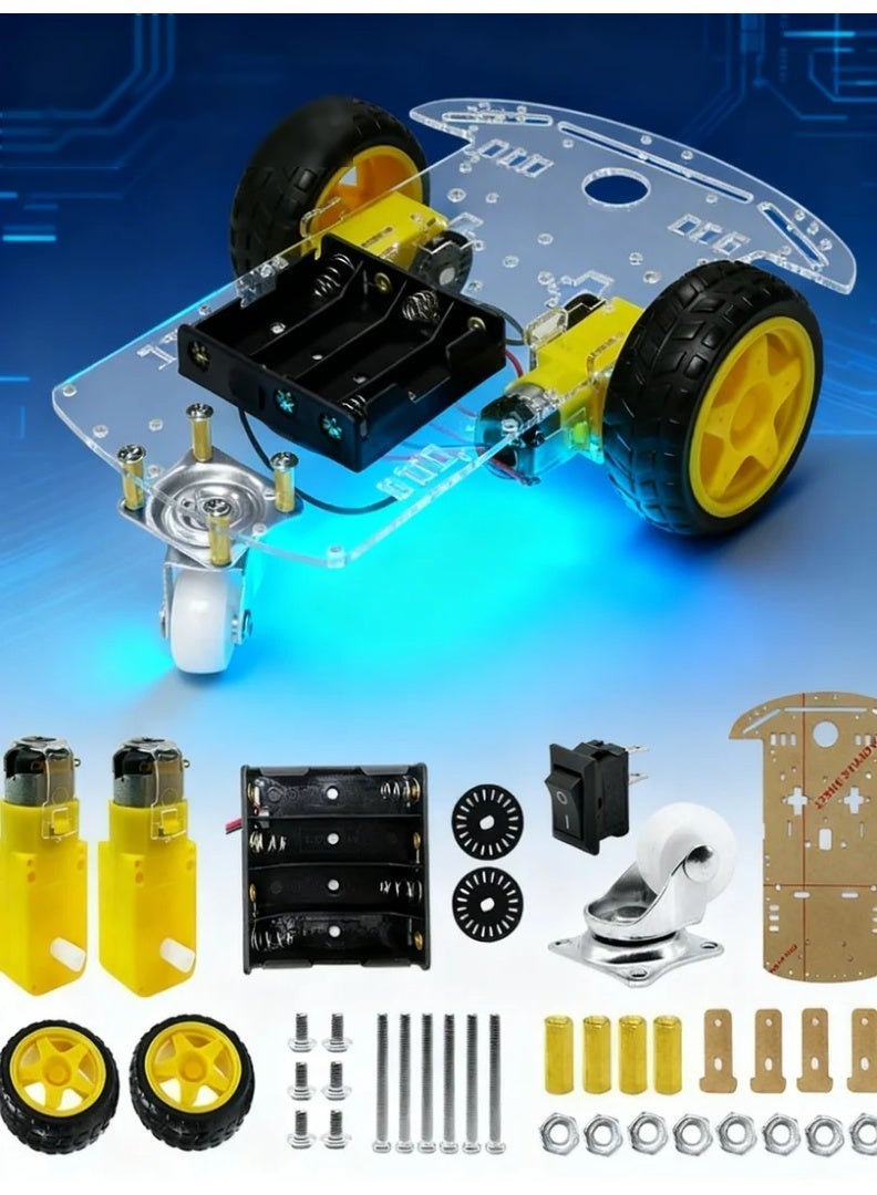robotgcc Smart 3 Wheel Robot Car DIY Chassis with Geared Motors and Caster Wheel, Acrylic Robot Platform for Arduino Robotics, Line Tracking, Obstacle Avoidance, STEM Programming Projects - Image 1