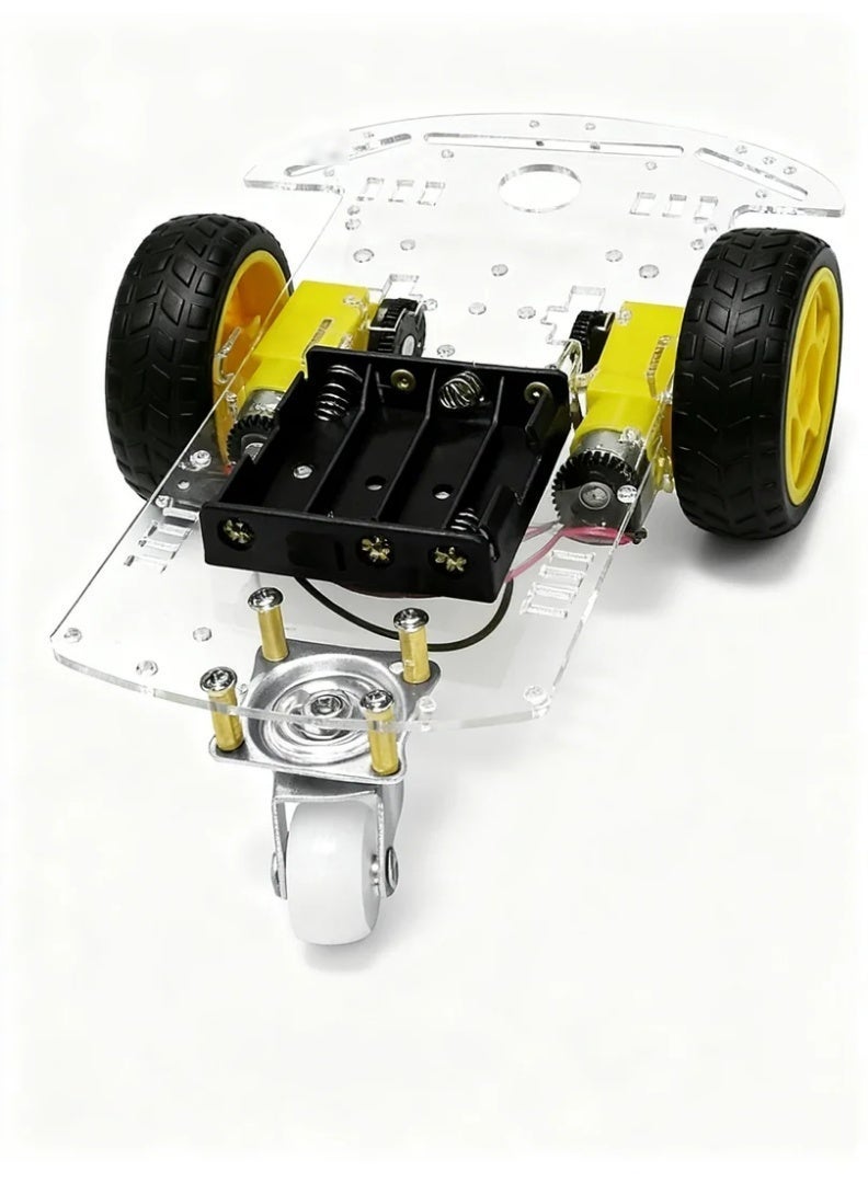 robotgcc Smart 3 Wheel Robot Car DIY Chassis with Geared Motors and Caster Wheel, Acrylic Robot Platform for Arduino Robotics, Line Tracking, Obstacle Avoidance, STEM Programming Projects - Image 3