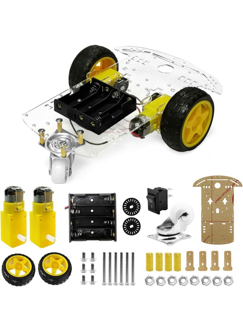 robotgcc Smart 3 Wheel Robot Car DIY Chassis with Geared Motors and Caster Wheel, Acrylic Robot Platform for Arduino Robotics, Line Tracking, Obstacle Avoidance, STEM Programming Projects - Image 4