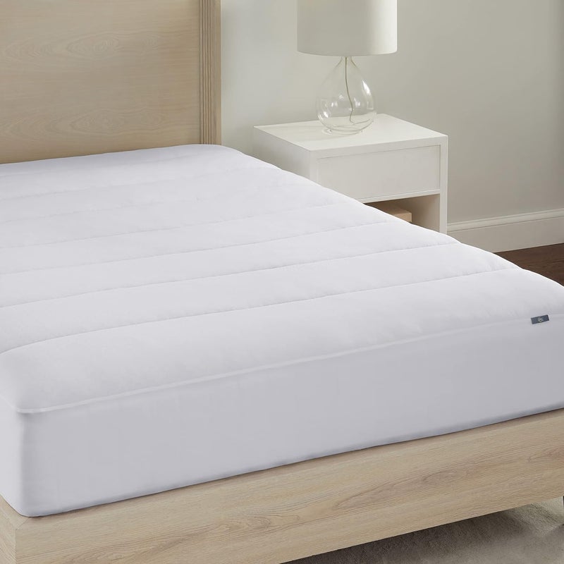 Serta Power Chill Cooling Full Mattress Pad, Elastic Fitted Mattress Protector, Soft and Breathable Pillow Top Cover, 18" Deep Pockets for Secure Fit, Machine Washable, White - Image 3