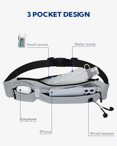 WATERFLY Running Belt Fanny Pack: Runner Marathon Jogging Waist Pack Sport Workout Exercise Fitness Phone Holder Belt for Men Women Jogger Slim Waistband Black - Image 2