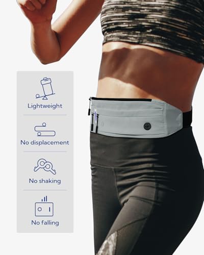 WATERFLY Running Belt Fanny Pack: Runner Marathon Jogging Waist Pack Sport Workout Exercise Fitness Phone Holder Belt for Men Women Jogger Slim Waistband Black - Image 5