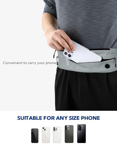 WATERFLY Running Belt Fanny Pack: Runner Marathon Jogging Waist Pack Sport Workout Exercise Fitness Phone Holder Belt for Men Women Jogger Slim Waistband Black - Image 3