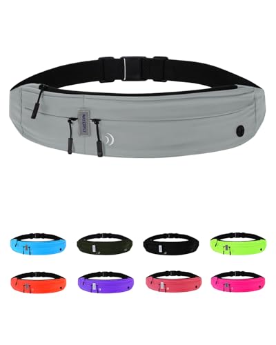 WATERFLY Running Belt Fanny Pack: Runner Marathon Jogging Waist Pack Sport Workout Exercise Fitness Phone Holder Belt for Men Women Jogger Slim Waistband Black - Image 1