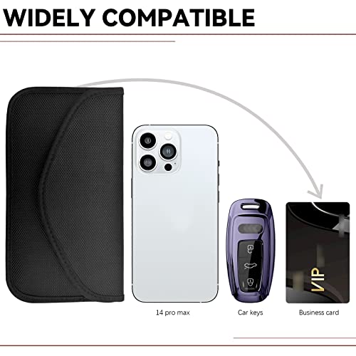 NTNEV 2PCS Faraday Bags for Car Keys and Cell Phone, RFID Signal Blocking Bag, Keyless Entry Fob Signal Blocking Pouch, Cell Phone Privacy Card Protection, Anti Radiation Key Pouch (Black) - Image 5
