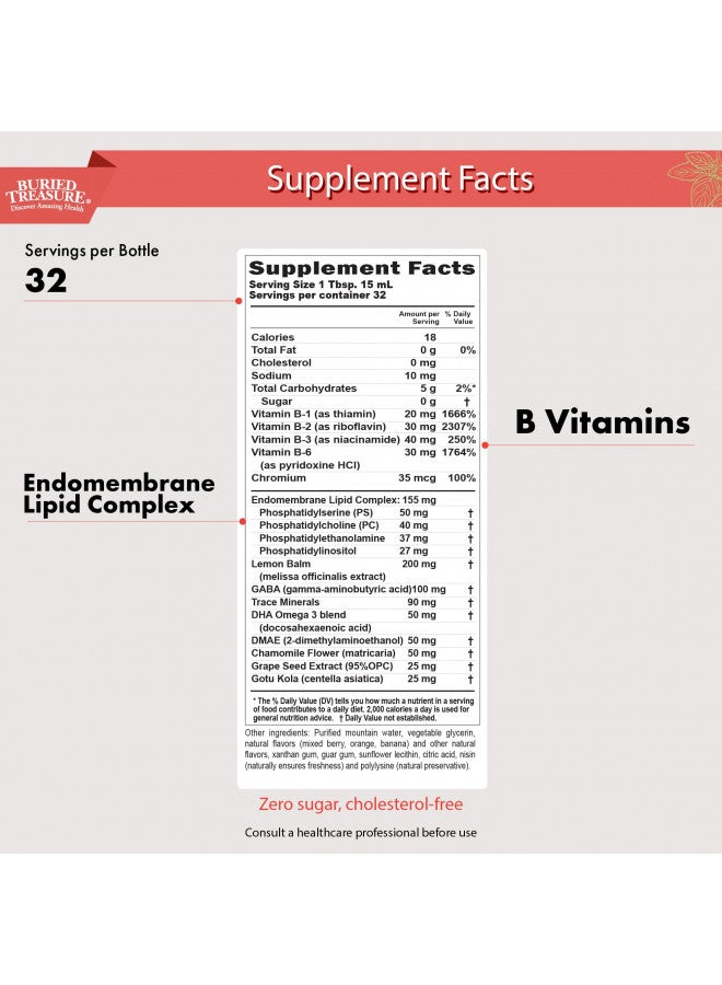Buried Treasure Buried Treasure - Added Attention - Children's Learning Support with GABA DHA Vitamin B and Herbal Blend - Aid Healthy Brain Functions - Improved Short-Term Auditory Memory Focus & Behavior 16 oz  - Image 2