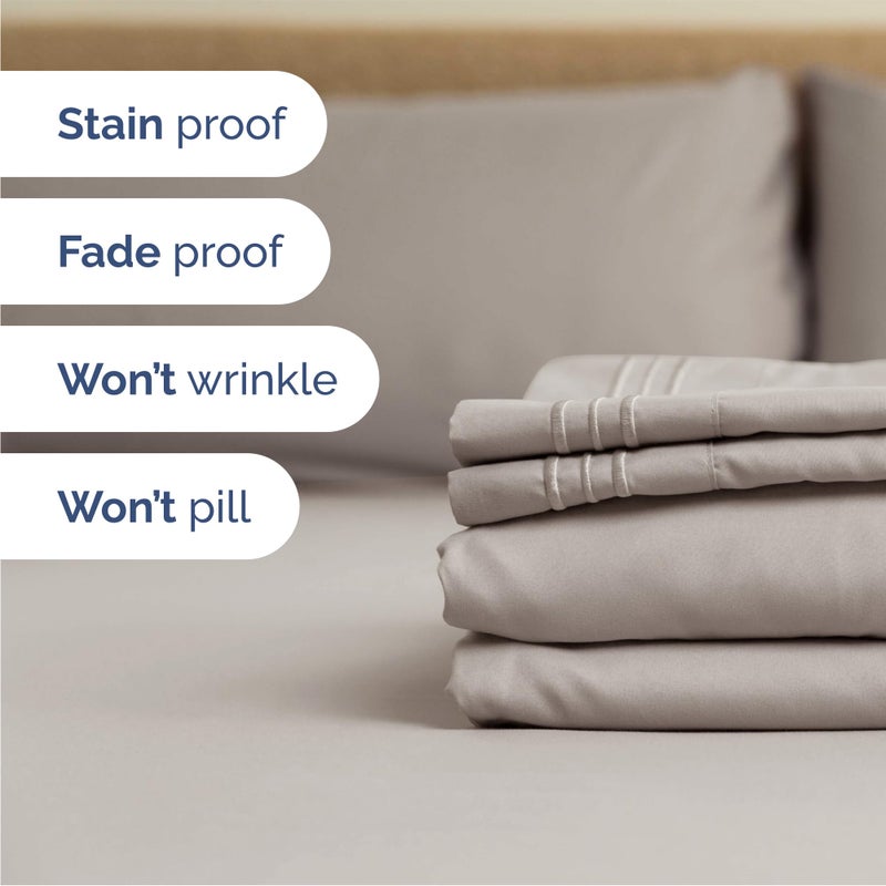 CGK Unlimited Queen Size 4 Piece Sheet Set - Comfy Breathable & Cooling Bed Sheets Set - Hotel Luxury Bedding for Women, Men, Kids & Teens - Deep Pockets, Easy-Fit, Super Soft & Wrinkle Free - Oeko-Tex - Light Grey - Image 5