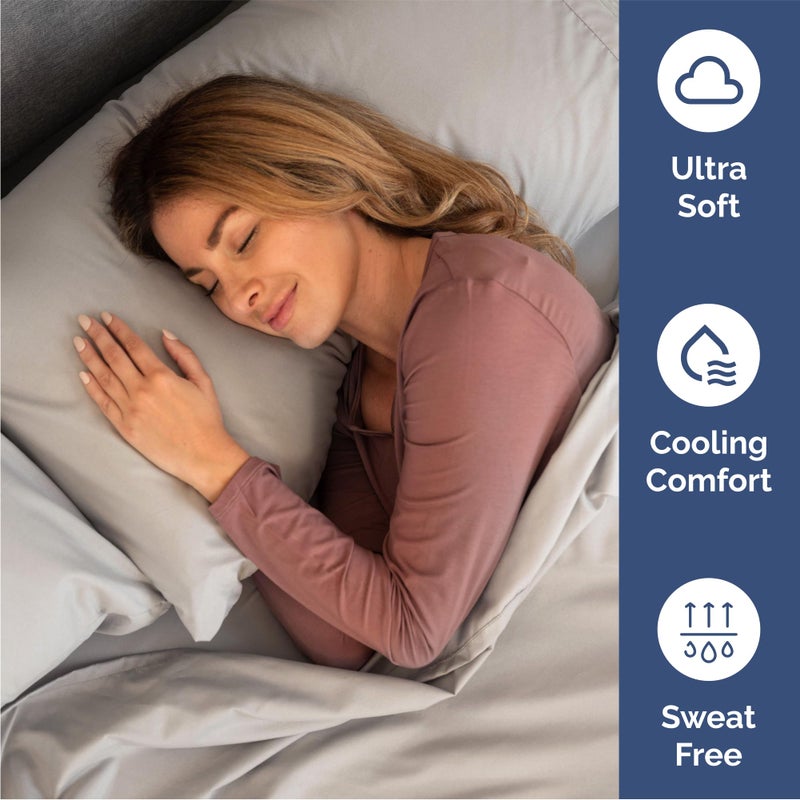 CGK Unlimited Queen Size 4 Piece Sheet Set - Comfy Breathable & Cooling Bed Sheets Set - Hotel Luxury Bedding for Women, Men, Kids & Teens - Deep Pockets, Easy-Fit, Super Soft & Wrinkle Free - Oeko-Tex - Light Grey - Image 4